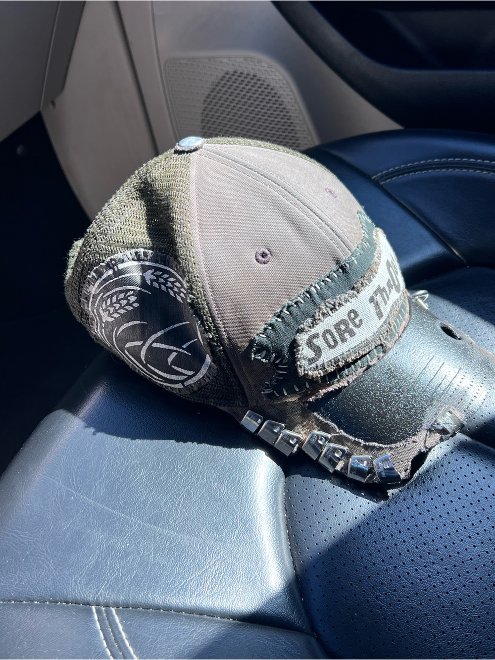 DIY Crust Punk adjustable trucker hat. Stitched and patched. - Picture 4 of 6